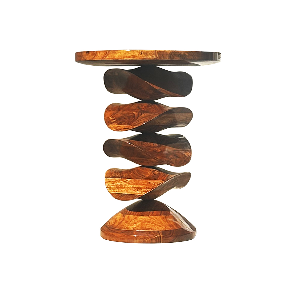 Spiral Elegance Wooden Side Table